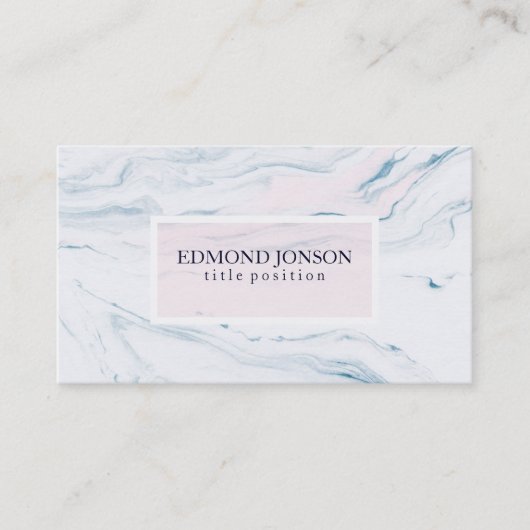 Carte De Visite Marbre Simple Blanc Et Rose (Devant)