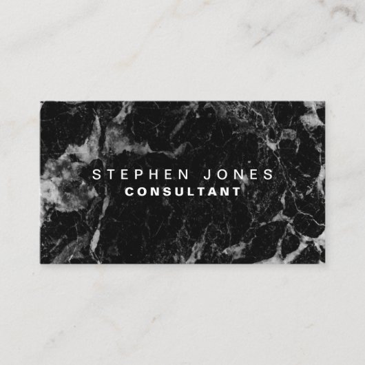 Carte De Visite Marbre simple noir moderne élégant professionnel (Devant)