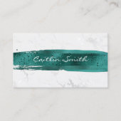 Carte De Visite Marbre turquoise à pinceau blanc argenté (Devant)