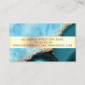 Carte De Visite Marbre Turquoise à Rayure Or Professionnel (Dos)