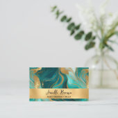 Carte De Visite Marbre Turquoise de luxe et huile d'or (Debout devant)