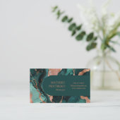 Carte De Visite Marbre turquoise et or Rose poli (Debout devant)