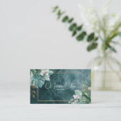 Carte De Visite Marbre Turquoise moderne et Parties scintillant or (Debout devant)