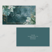 Carte De Visite Marbre Turquoise moderne et Parties scintillant or (Devant / Derrière)