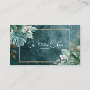 Carte De Visite Marbre Turquoise moderne et Parties scintillant or