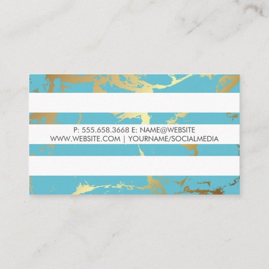 Carte De Visite Marbre Turquoise or | Blancs (Dos)