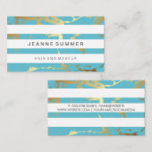 Carte De Visite Marbre Turquoise or | Blancs (Devant / Derrière)