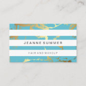 Carte De Visite Marbre Turquoise or | Blancs (Devant)