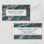 Carte De Visite Marbre Turquoise Rose moderne (Devant / Derrière)