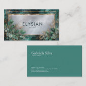 Carte De Visite Marbre vert émeraude et or botanique luxueux (Devant / Derrière)