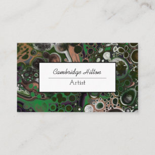Carte De Visite Marbre vert et Brown Abstrait Fluid Art