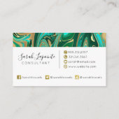 Carte De Visite Marbre vert et or Liquide tendance (Dos)