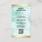 Carte De Visite Marbre vert Gold Modèle Actrice QR Code Photo (Dos)