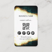Carte De Visite Marbre vert-or - Code QR des médias sociaux (Devant)