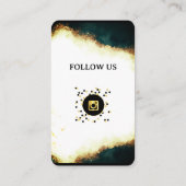 Carte De Visite Marbre vert-or - Code QR des médias sociaux (Dos)
