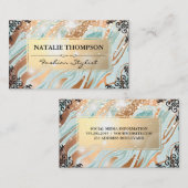 Carte De Visite Marbre vert or | Eléments fantaisie | Bokeh Glow (Devant / Derrière)