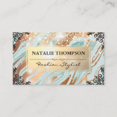 Carte De Visite Marbre vert or | Eléments fantaisie | Bokeh Glow (Devant)