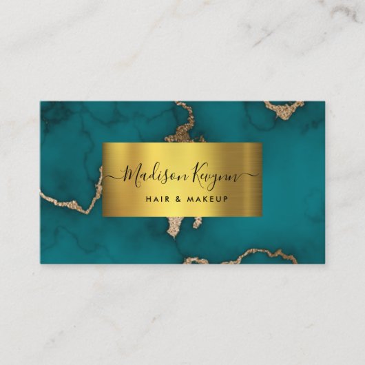 Carte De Visite Marbre vert or moderne (Devant)