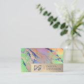 Carte De Visite Marbre vif | Monogramme couleur gras aquarelle (Debout devant)