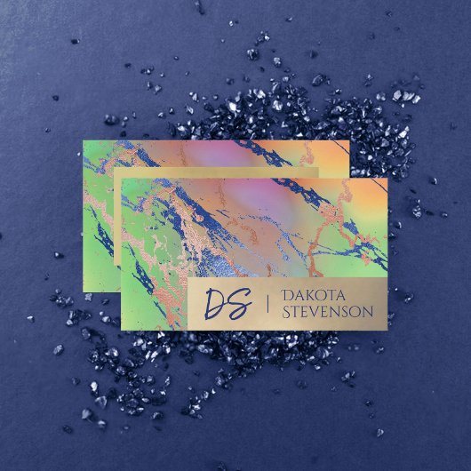 Carte De Visite Marbre vif | Monogramme couleur gras aquarelle