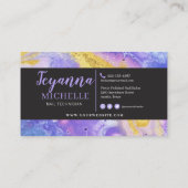Carte De Visite Marbre violet Abstrait Parties scintillant mains (Dos)