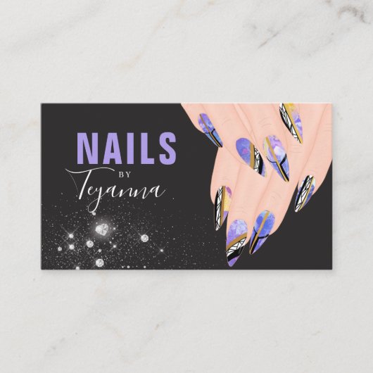 Carte De Visite Marbre violet Abstrait Parties scintillant mains (Devant)