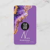 Carte de visite Marbre violet Agate et logo QR Cod (Devant)