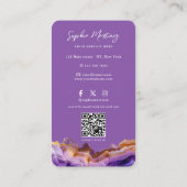 Carte de visite Marbre violet Agate et logo QR Cod (Dos)