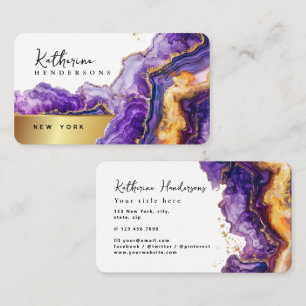 Carte De Visite Marbre violet agate pailleté or Professionnel