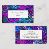 Carte De Visite Marbre violet et bleu Abstrait Fluid Art (Devant / Derrière)