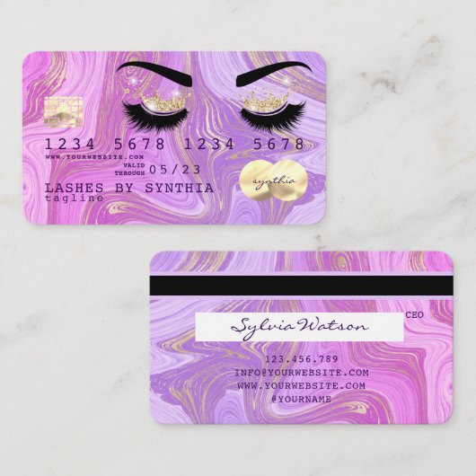 Carte De Visite marbre violet pastel (Devant / Derrière)