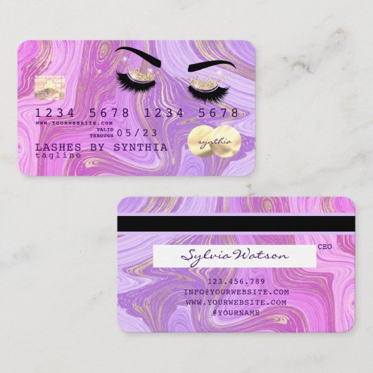 Carte De Visite marbre violet pastel (Devant / Derrière)