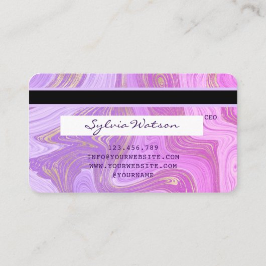 Carte De Visite marbre violet pastel (Dos)