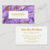 Carte De Visite *~* Marbre violet profond d'or Chic populaire (Devant / Derrière)