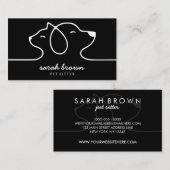 Carte De Visite Marchand noir en ligne de chat (Devant / Derrière)