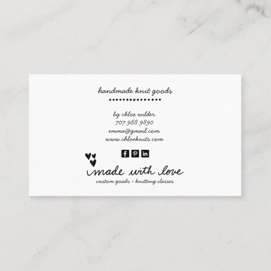 Carte De Visite Marchandises Et Instruction De Tricot Artistique C (Dos)