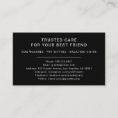 Carte De Visite Marche de chien et assis d'animal de compagnie pro (Dos)
