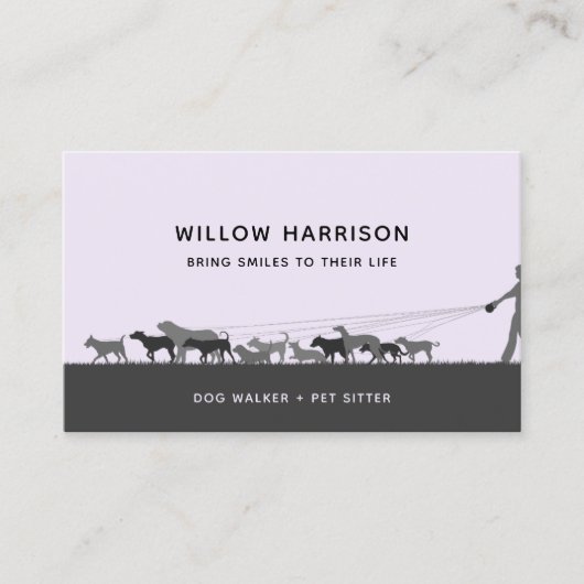 Carte De Visite Marche de Chien Silhouette moderne (Devant)