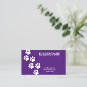 Carte De Visite Marche Empreinte de patte blanc et violet unique M (Debout devant)
