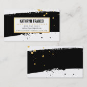 Carte De Visite MARCHE MODERNE BRUSH STROKE élégant doré peint noi (Devant / Derrière)