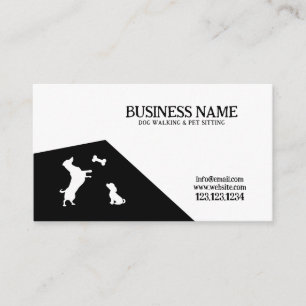 Carte De Visite Marche moderne Noir & Blanc Bone Silhouette Chien 