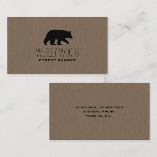 Carte De Visite Marcher noir ours silhouette | Faune simple (Devant / Derrière)