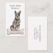 Carte De Visite Marcheur de chien d'aquarelle mignonne (Devant / Derrière)
