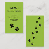 Carte De Visite Marcheur de chien d'empreinte de patte en vert (Devant / Derrière)