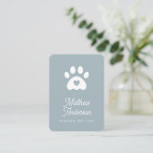 Carte De Visite Marcheur de chien mignon bleu pâle Paw Coeur (Debout devant)