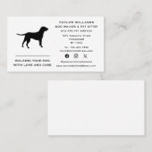 Carte De Visite Marcheur de chien noir et blanc Sitter de animal d (Devant / Derrière)