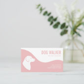 Carte De Visite Marcheur de chien rose et blanc (Debout devant)
