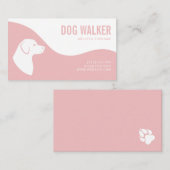 Carte De Visite Marcheur de chien rose et blanc (Devant / Derrière)