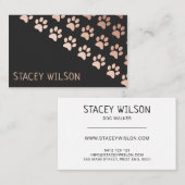 Carte De Visite Marcheur Rose moderne Gold et Charcoal Dog (Devant / Derrière)