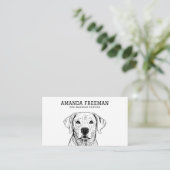 Carte De Visite Marcheuse à chiens Labrador noir et blanc minimale (Debout devant)